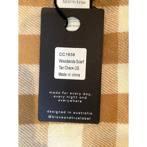 Brave + True Woodlands Tan & White Plaid Scarf - Size OS (NWT) - Picture 4 of 4